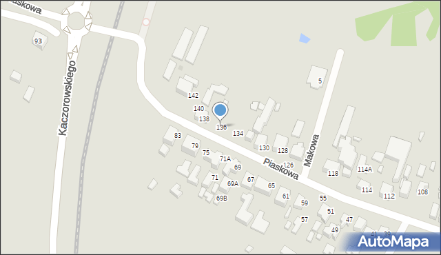 Siedlce, Piaskowa, 136, mapa Siedlce