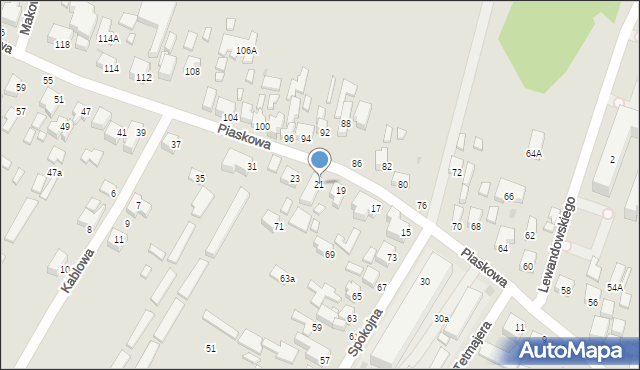 Siedlce, Piaskowa, 21, mapa Siedlce