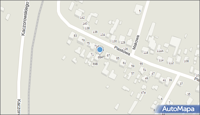 Siedlce, Piaskowa, 69A, mapa Siedlce