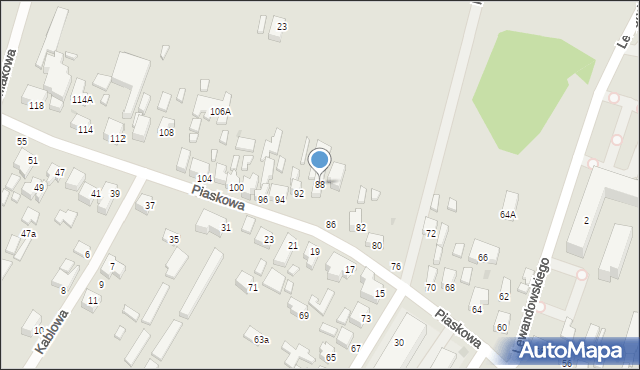 Siedlce, Piaskowa, 88, mapa Siedlce