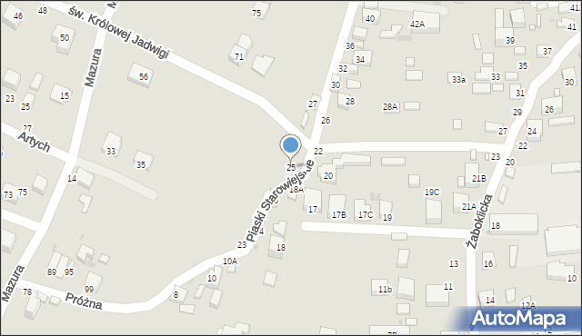 Siedlce, Piaski Starowiejskie, 25, mapa Siedlce