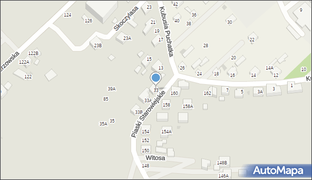 Siedlce, Piaski Starowiejskie, 33, mapa Siedlce