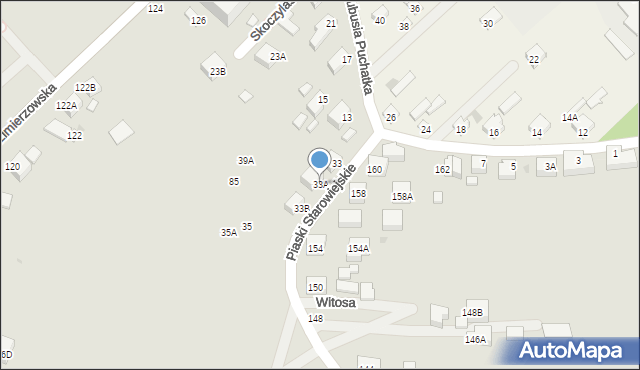 Siedlce, Piaski Starowiejskie, 33A, mapa Siedlce