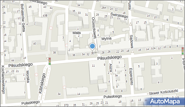 Siedlce, Piłsudskiego Józefa, marsz., 30, mapa Siedlce
