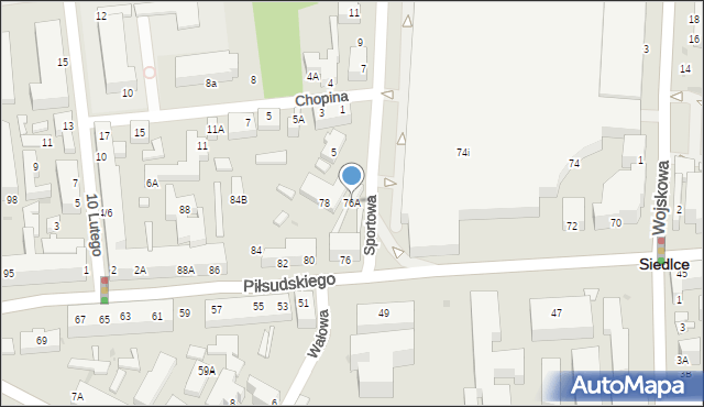 Siedlce, Piłsudskiego Józefa, marsz., 76A, mapa Siedlce