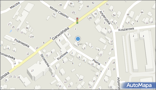 Siedlce, Piwna, 3, mapa Siedlce