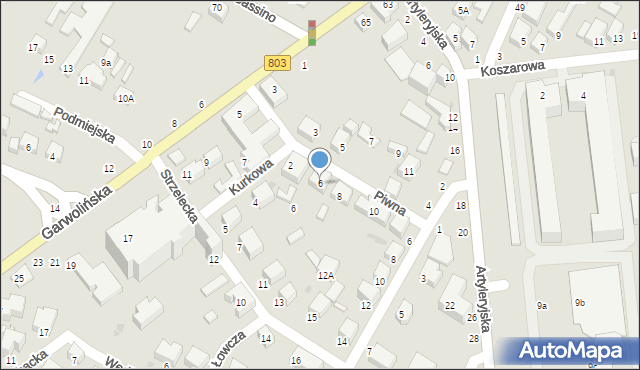 Siedlce, Piwna, 6, mapa Siedlce