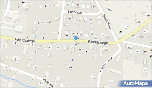 Sieniawa, Piłsudskiego Józefa, marsz., 20, mapa Sieniawa