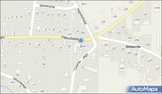 Sieniawa, Piłsudskiego Józefa, marsz., 28, mapa Sieniawa