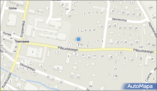 Sieniawa, Piłsudskiego Józefa, marsz., 3, mapa Sieniawa