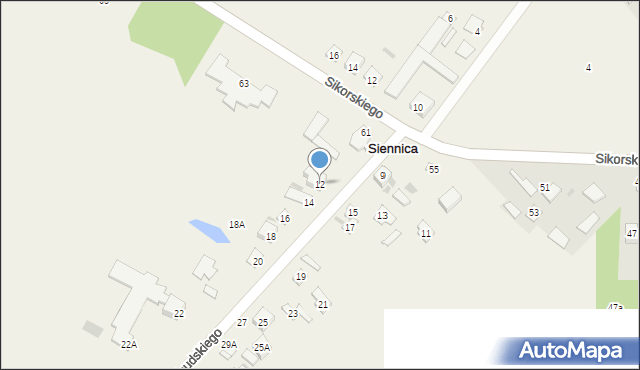 Siennica, Piłsudskiego Józefa, marsz., 12, mapa Siennica