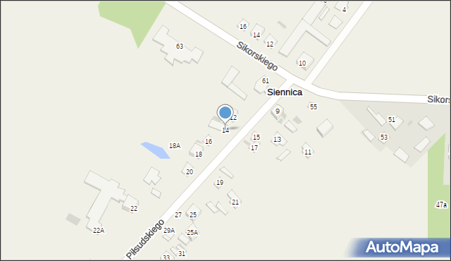 Siennica, Piłsudskiego Józefa, marsz., 14, mapa Siennica