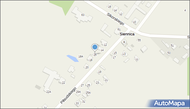 Siennica, Piłsudskiego Józefa, marsz., 16, mapa Siennica