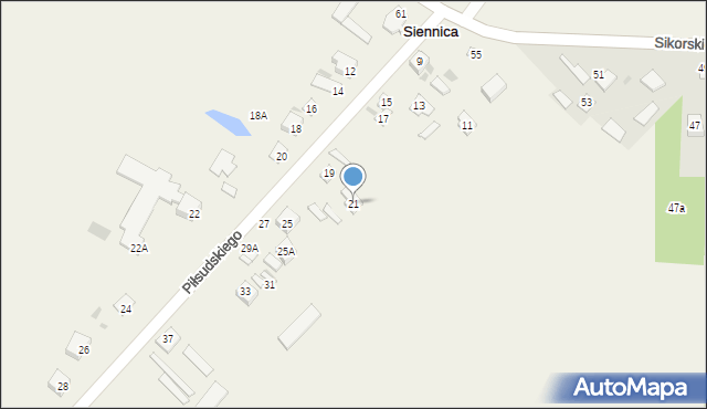 Siennica, Piłsudskiego Józefa, marsz., 21, mapa Siennica