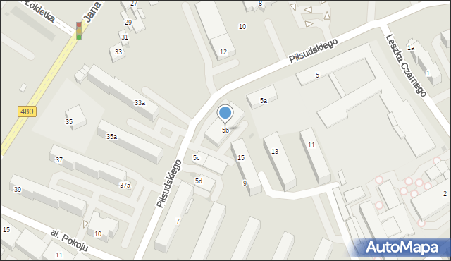 Sieradz, Piłsudskiego Józefa, marsz., 5b, mapa Sieradz