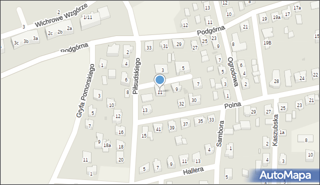 Sierakowice, Piłsudskiego Józefa, marsz., 11, mapa Sierakowice