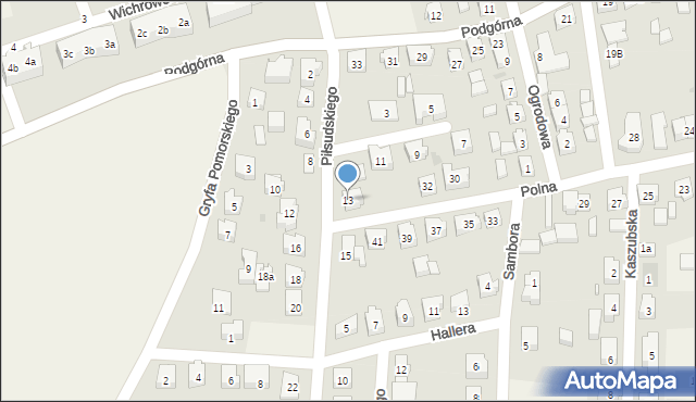 Sierakowice, Piłsudskiego Józefa, marsz., 13, mapa Sierakowice