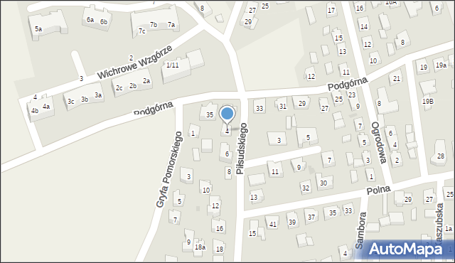 Sierakowice, Piłsudskiego Józefa, marsz., 4, mapa Sierakowice