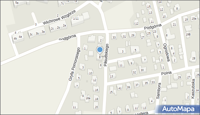 Sierakowice, Piłsudskiego Józefa, marsz., 6, mapa Sierakowice