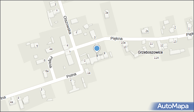 Sieroniowice, Piękna, 8, mapa Sieroniowice
