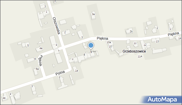 Sieroniowice, Piękna, 9, mapa Sieroniowice