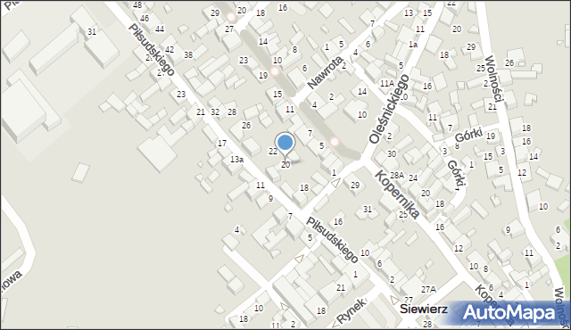 Siewierz, Piłsudskiego Józefa, marsz., 20, mapa Siewierz