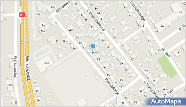 Siewierz, Piłsudskiego Józefa, marsz., 90, mapa Siewierz