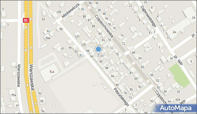 Siewierz, Piłsudskiego Józefa, marsz., 92, mapa Siewierz
