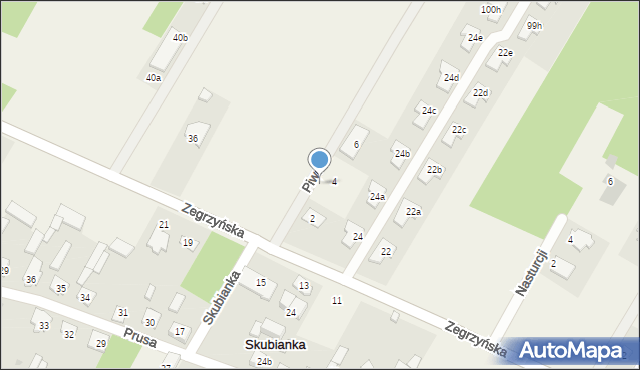 Skubianka, Piwonii, 4a, mapa Skubianka