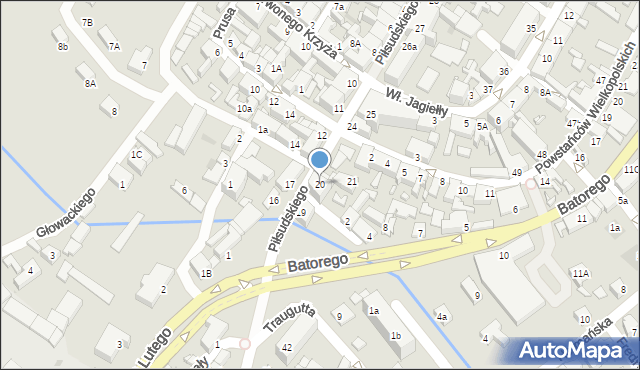 Skwierzyna, Piłsudskiego Józefa, marsz., 20, mapa Skwierzyna