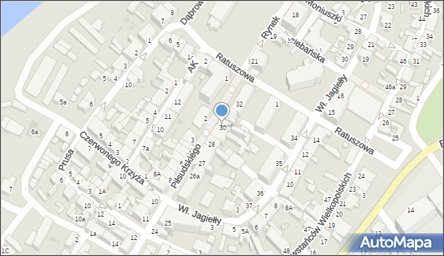 Skwierzyna, Piłsudskiego Józefa, marsz., 30, mapa Skwierzyna