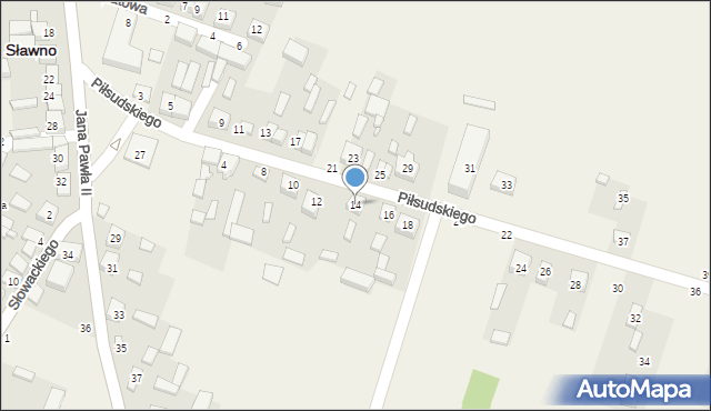 Sławno, Piłsudskiego Józefa, marsz., 14, mapa Sławno