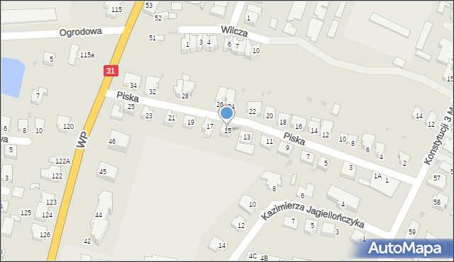 Słubice, Piska, 15, mapa Słubice