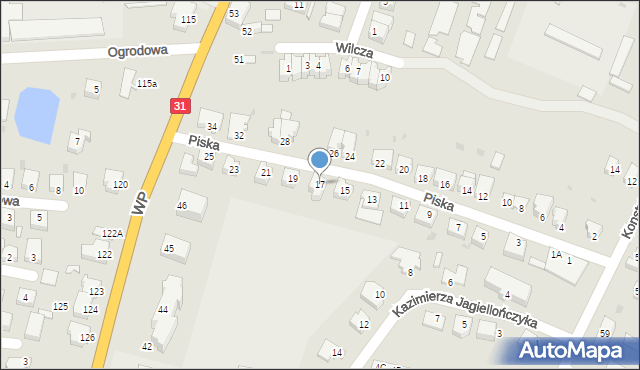 Słubice, Piska, 17, mapa Słubice