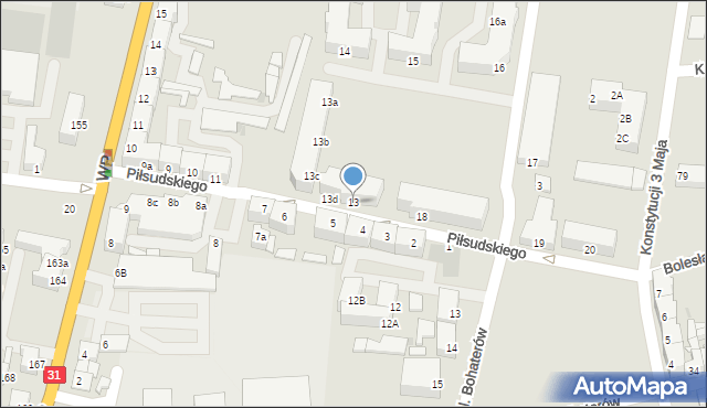 Słubice, Piłsudskiego Józefa, marsz., 13, mapa Słubice
