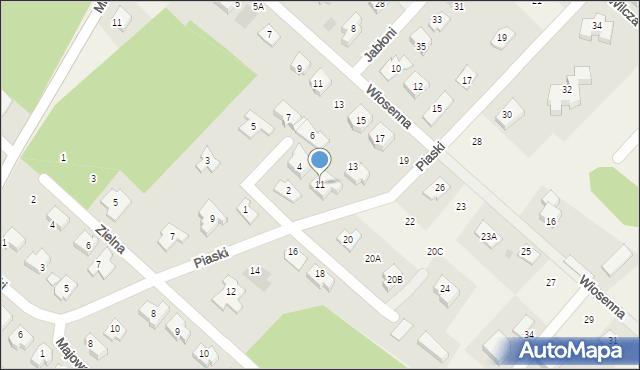 Słupno, Piaski, 11, mapa Słupno