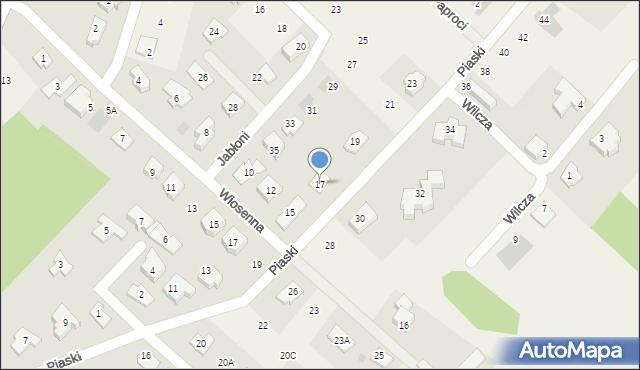 Słupno, Piaski, 17, mapa Słupno