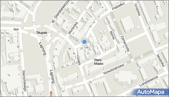 Słupsk, Piekiełko, 21, mapa Słupska