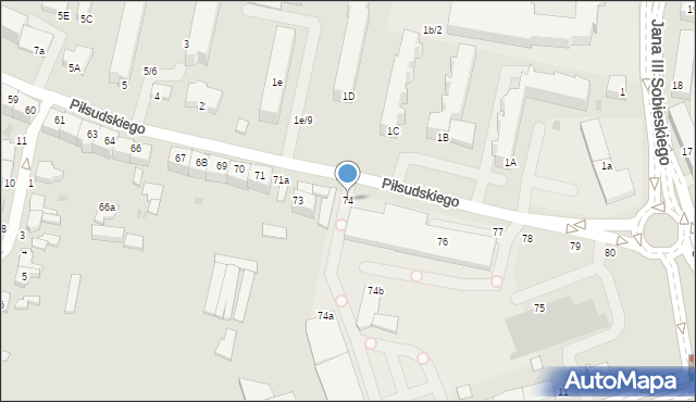 Słupsk, Piłsudskiego Józefa, marsz., 74, mapa Słupska