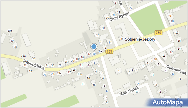 Sobienie-Jeziory, Piwonińska, 10, mapa Sobienie-Jeziory