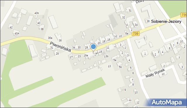 Sobienie-Jeziory, Piwonińska, 17a, mapa Sobienie-Jeziory