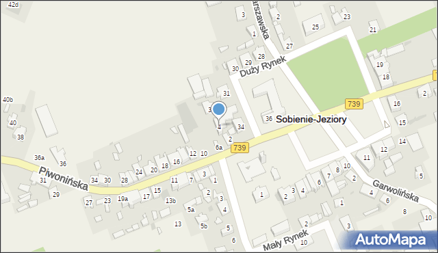 Sobienie-Jeziory, Piwonińska, 4, mapa Sobienie-Jeziory