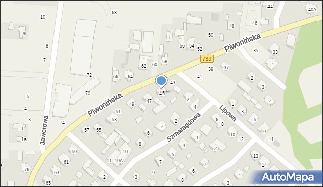 Sobienie-Jeziory, Piwonińska, 45, mapa Sobienie-Jeziory