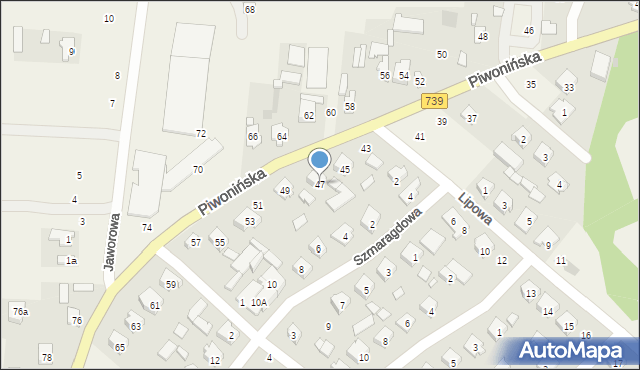 Sobienie-Jeziory, Piwonińska, 47, mapa Sobienie-Jeziory