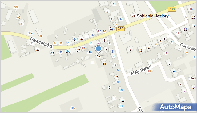 Sobienie-Jeziory, Piwonińska, 5a, mapa Sobienie-Jeziory
