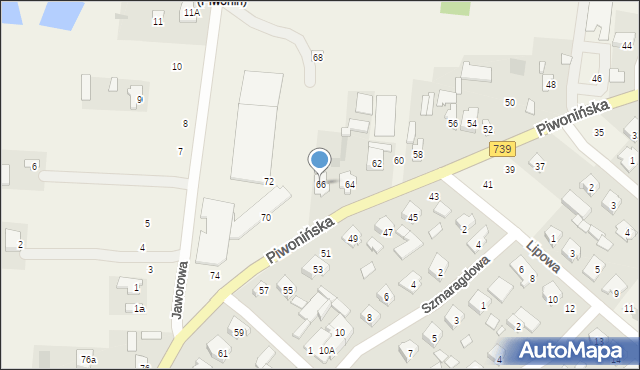 Sobienie-Jeziory, Piwonińska, 66, mapa Sobienie-Jeziory