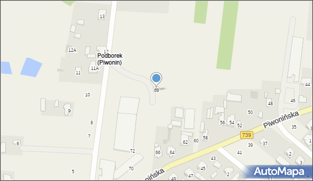 Sobienie-Jeziory, Piwonińska, 68, mapa Sobienie-Jeziory