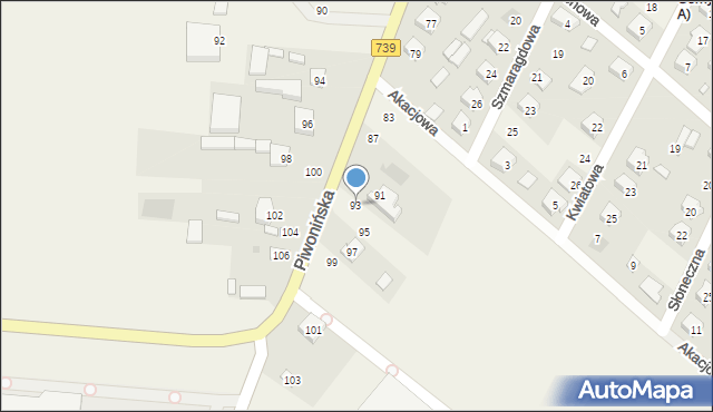 Sobienie-Jeziory, Piwonińska, 93, mapa Sobienie-Jeziory