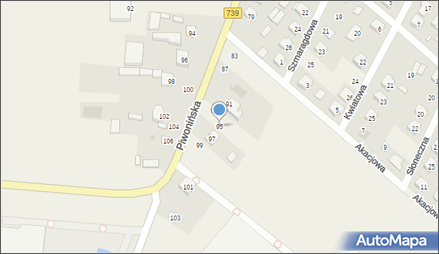Sobienie-Jeziory, Piwonińska, 95, mapa Sobienie-Jeziory