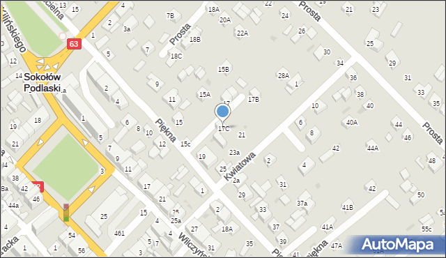 Sokołów Podlaski, Piękna, 17C, mapa Sokołów Podlaski